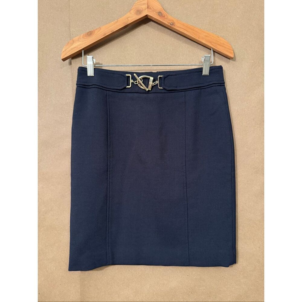 Scofield British Heritage Navy Mini Skirt with‎ Large Gold Buckle *note